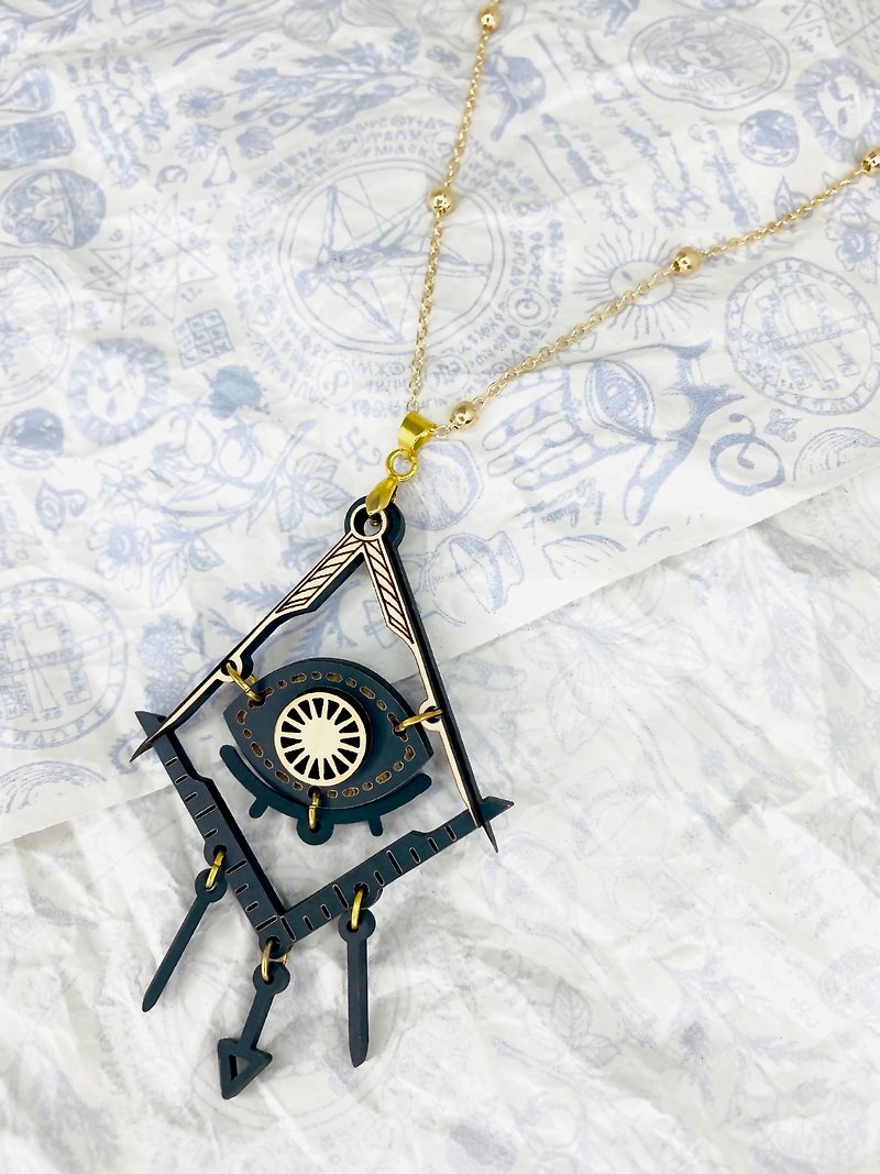 [Freemasonry - All Seeing Eye] Wooden pendant with 14K gold plated long chain - สร้อยคอ - ไม้ สีดำ