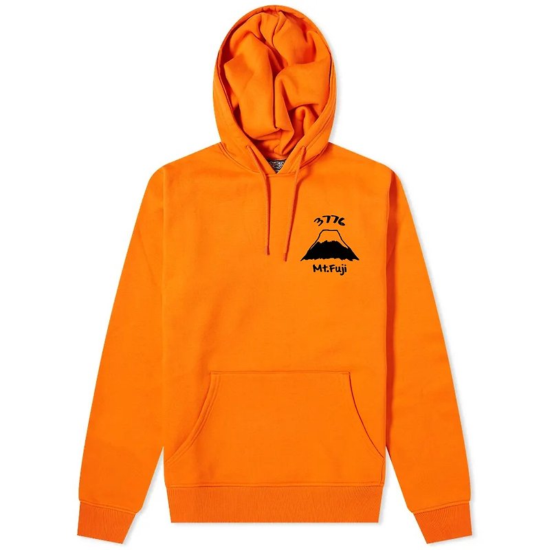 Pocket Mt Fuji 3776  Orange unisex hoodie sweatshirt - Men's T-Shirts & Tops - Cotton & Hemp Orange