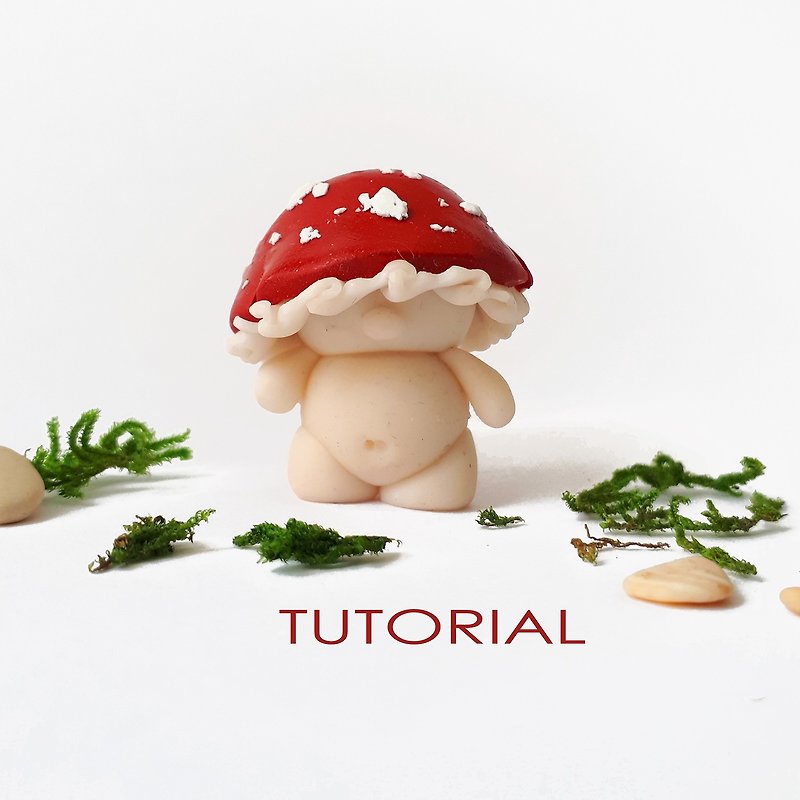 陶 其他 - Mushroom necklace pendant polymer clay tutorial, Clay charms kawaii mushroom