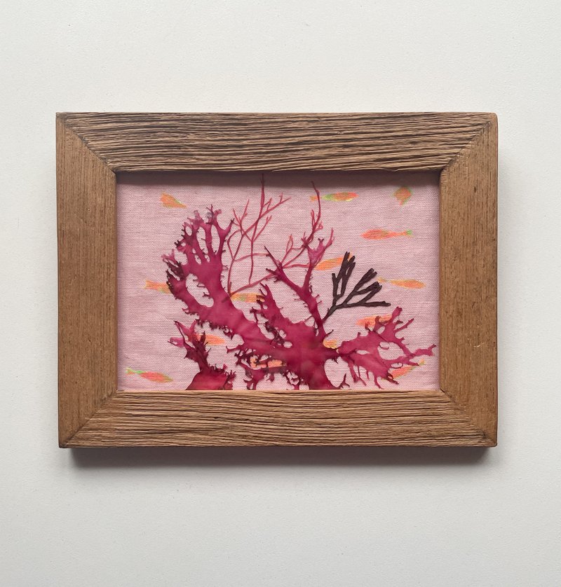 Seaweed Botanical Art Seaweed Collage Framed Stencil Dyeing Marine Trash Mud Dyeing - อื่นๆ - วัสดุอื่นๆ สีน้ำเงิน