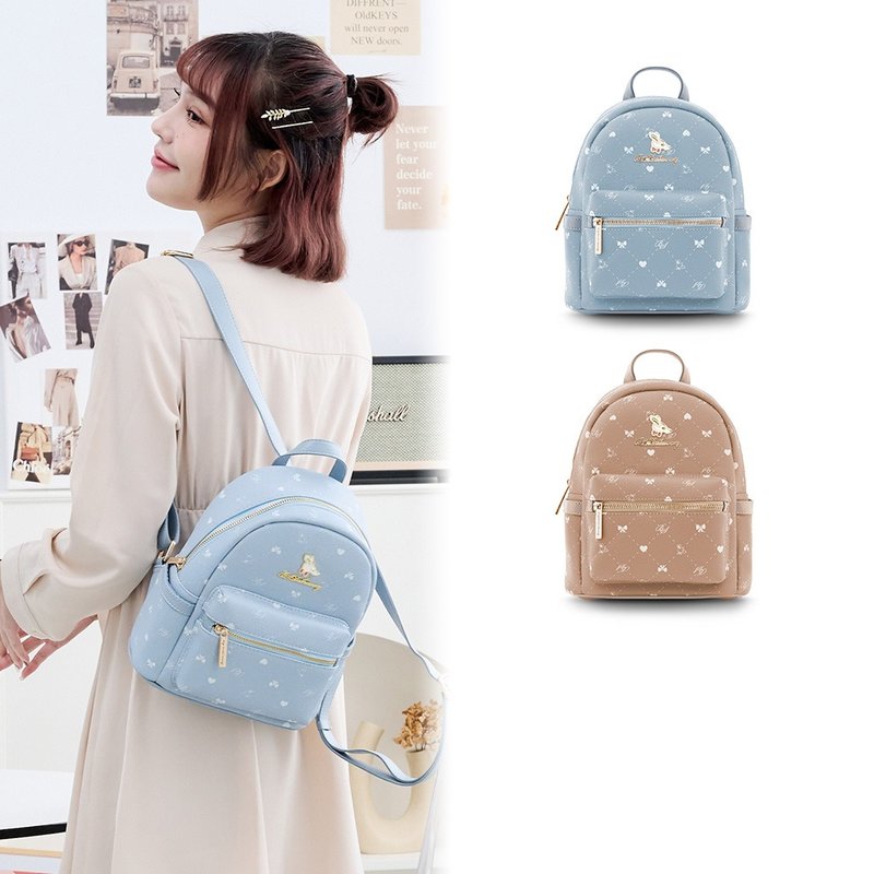 【獨家設計】布朗小姐 - 甜美實搭迷你後背包 - 共兩色 - 後背包/背包/書包 - 人造皮革 多色