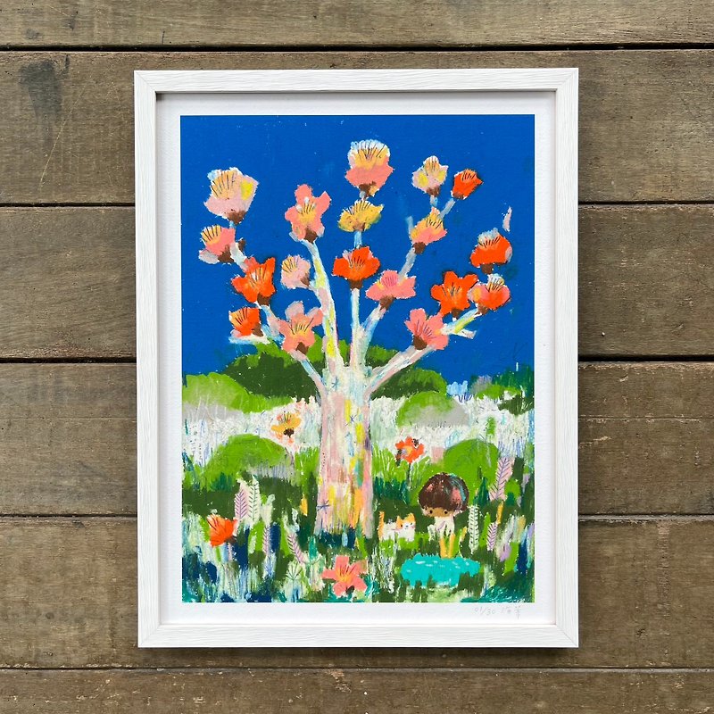 Limited reproduction painting. child. Kapok blooms - Picture Frames - Paper 