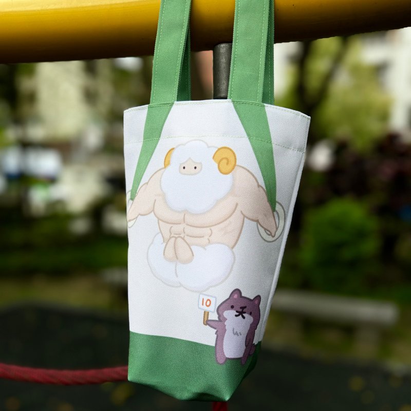 挑戰極限多功能小提袋 浣熊 巴哥 壯咩 雙面圖案 輕便防水 - 飲料提袋/杯套/杯袋 - 聚酯纖維 