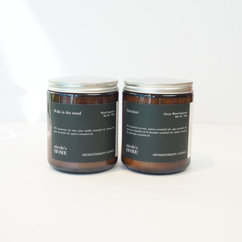 Aromatherapy Candle 【Petrichor & Walk in the wood】 - Candles & Candle Holders - Wax Pink