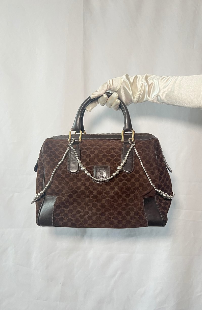 Celine啡色中古波士頓醫生包手提手挽袋 送銀色吊飾 日本Vintage - 側背包/斜背包 - 其他材質 咖啡色