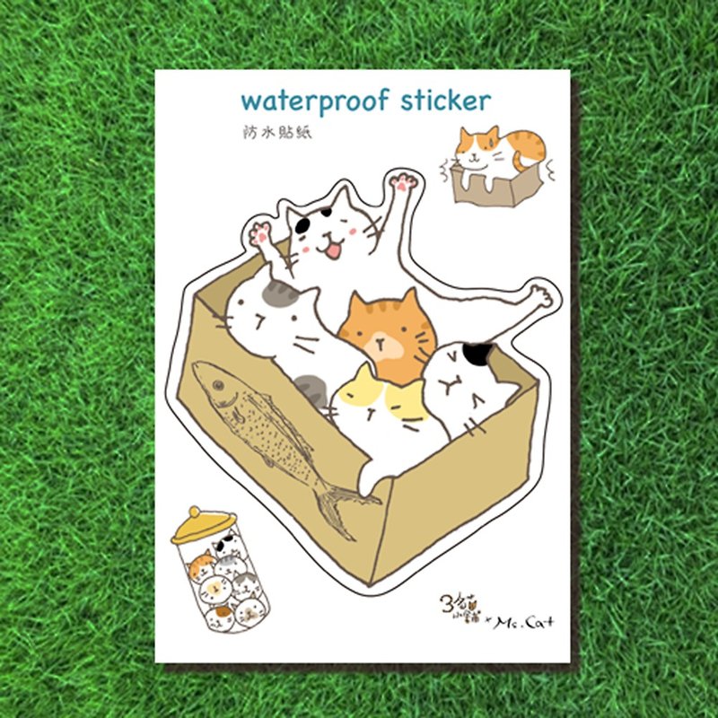 3 Cat Shop ~ Cat Carton-Large Waterproof Sticker (Illustrator: Miss Cat) - Stickers - Paper 