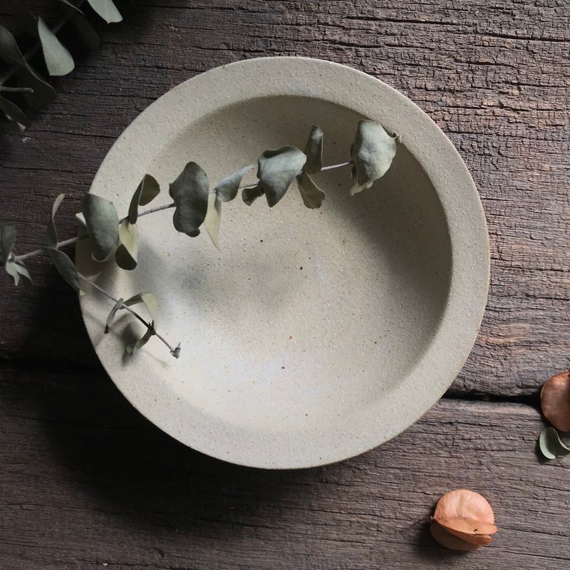 Flat oatmeal light bowl - Bowls - Pottery White