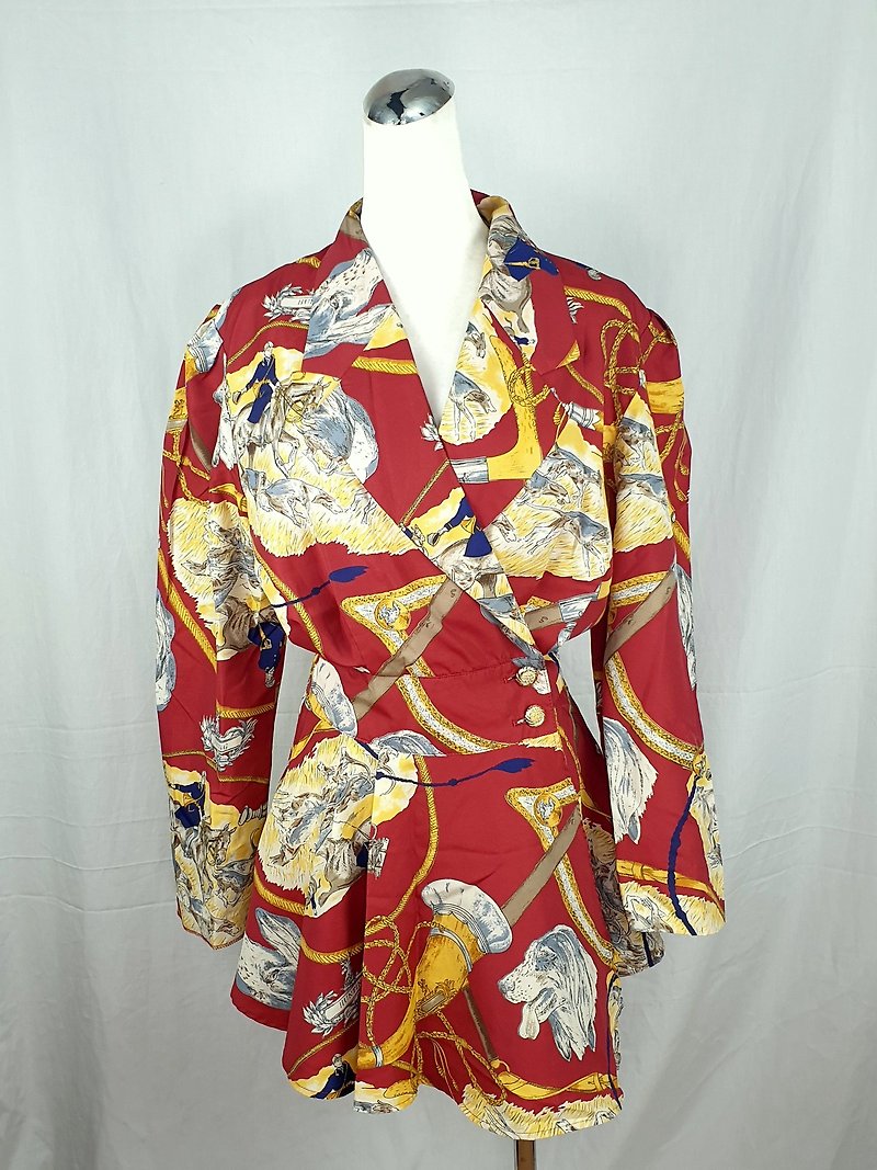 Little Guige Ge-Royal Hunting Baroque Jacket Type Vintage Shirt - เสื้อเชิ้ตผู้หญิง - เส้นใยสังเคราะห์ 