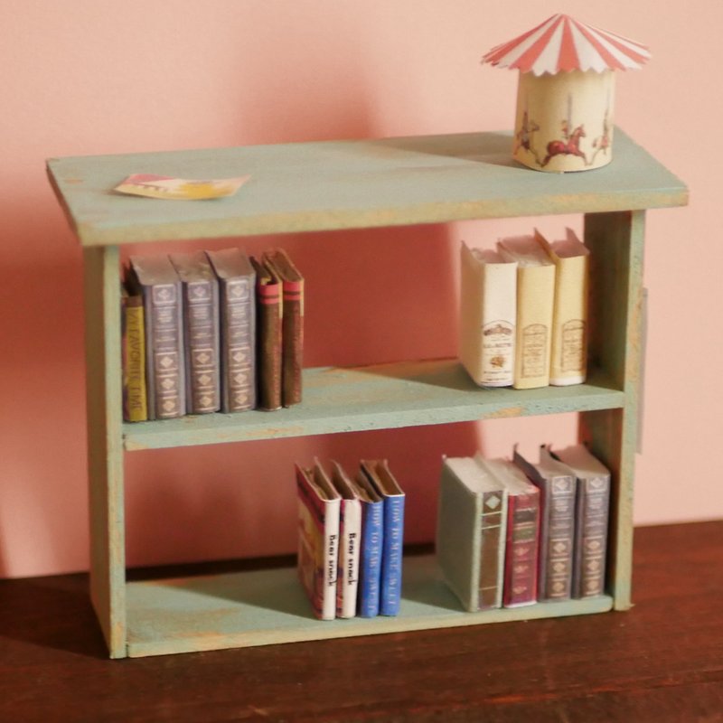 Interior miniature of pastel color bookshelves and books - ของวางตกแต่ง - ไม้ 