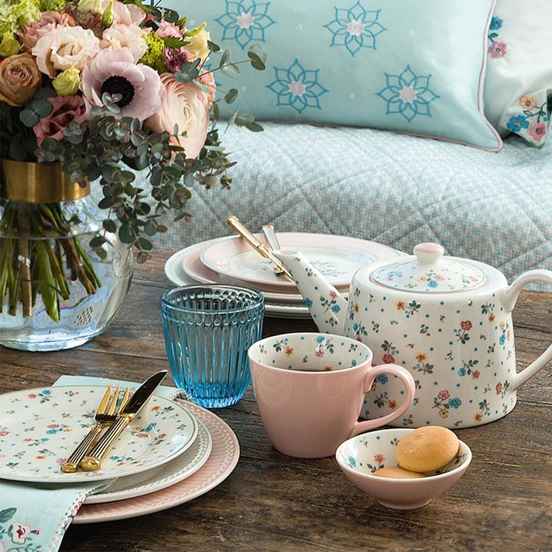 Danish GreenGate Adelena white egg cup/cup and plate set/tea cup/teapot - แก้ว - วัสดุอื่นๆ 