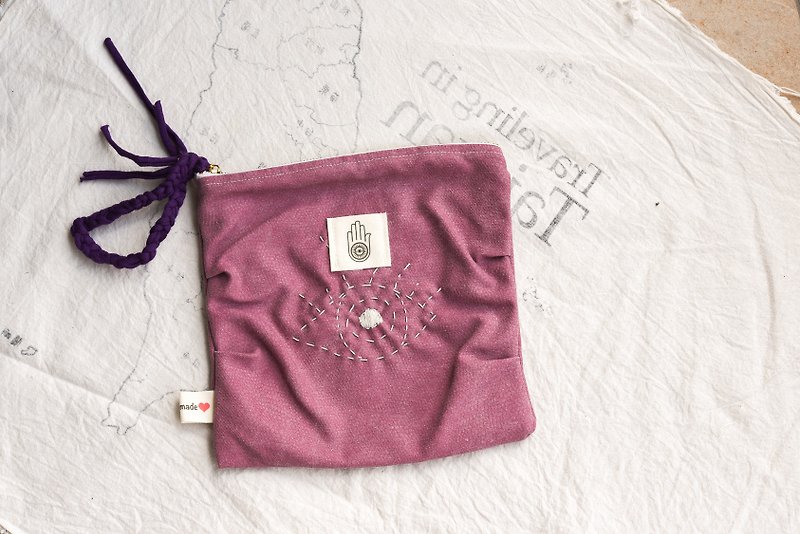 Yoga Third Eye Embroidery Bag Handbag Yoga Bag - Toiletry Bags & Pouches - Cotton & Hemp Pink