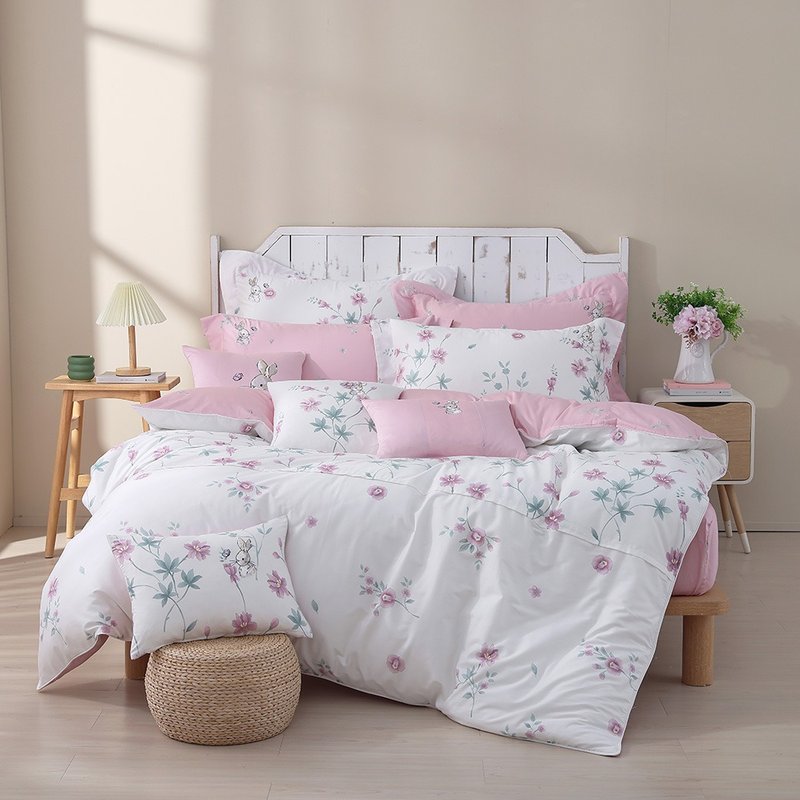 Bed Pack Dual-purpose Quilt Set-100% Combed Cotton-Lost Little Flower Rabbit-Two Colors-Made in Taiwan - Bedding - Cotton & Hemp 