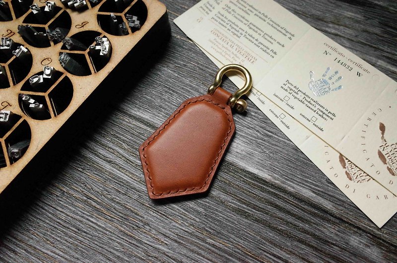 造型悠遊卡 晶片吊飾－鑰匙圈款－咖啡色 - 鑰匙圈/鑰匙包 - 真皮 咖啡色