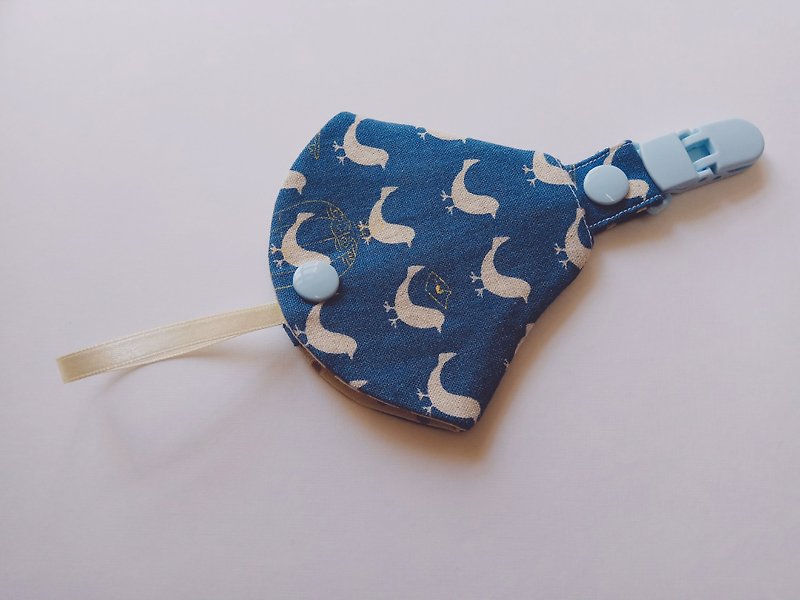 Blue bottom bird two-in-one pacifier clip pacifier dust cover + pacifier clip dual function - Other - Cotton & Hemp Blue