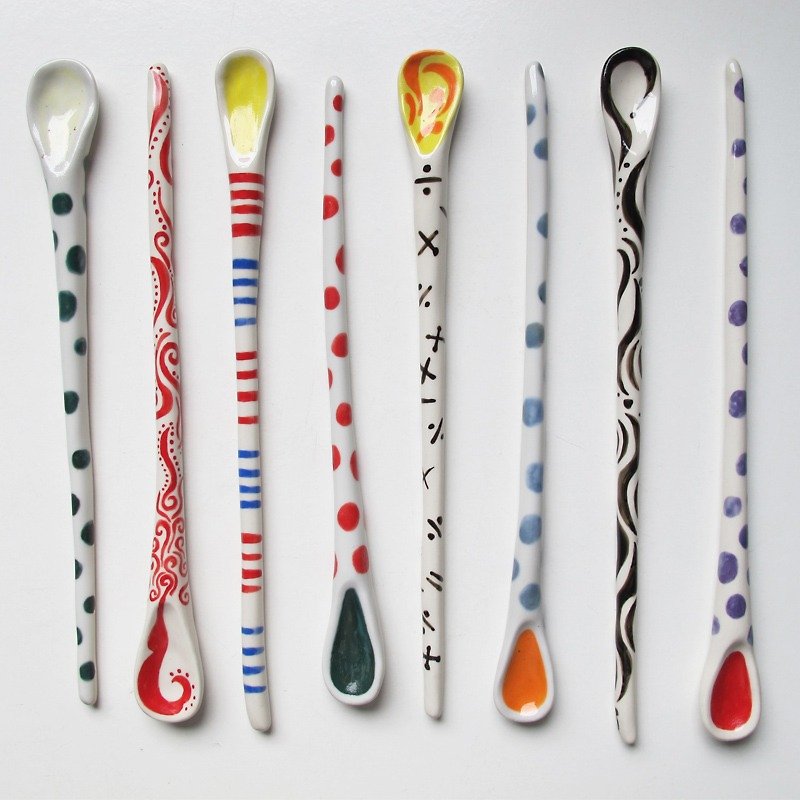 Unique~ Hand-squeezed long spoon (single) - Cutlery & Flatware - Pottery 
