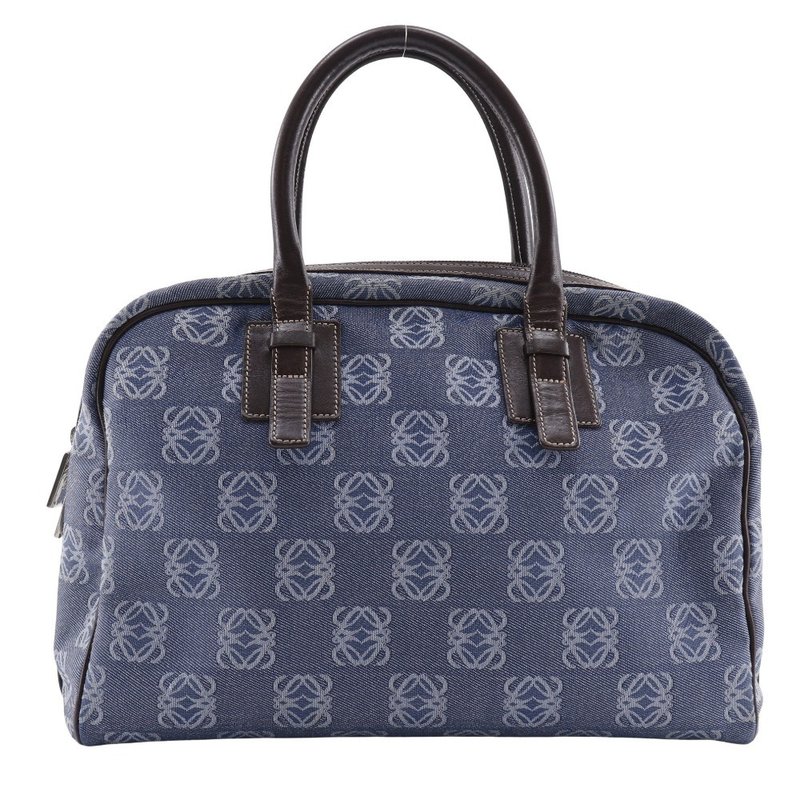 【日本直送】ロエベ LOEWE アナグラム ハンドバッグ ミニボストン デニム 青 レディース【中古】 - 手提包/手提袋 - 棉．麻 藍色