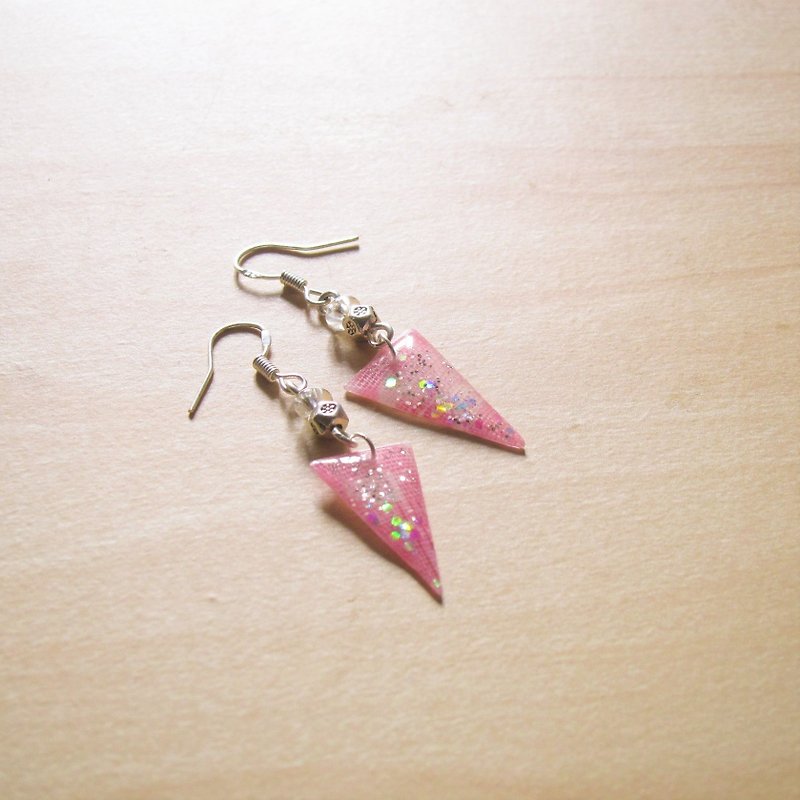 Colorful triangle // 2nd use ornaments/ cloth ornaments/ cloth earrings - Earrings & Clip-ons - Other Materials 
