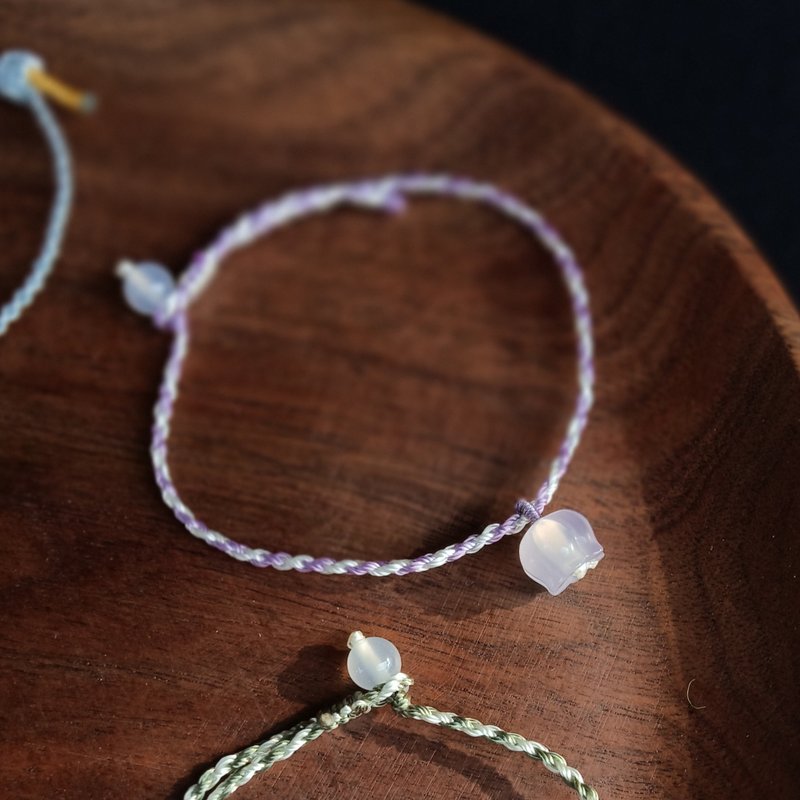 Gemstone series/lavender lily of the valley carved agate braided bracelet/peach blossom crystal energy - Necklaces - Jade Purple