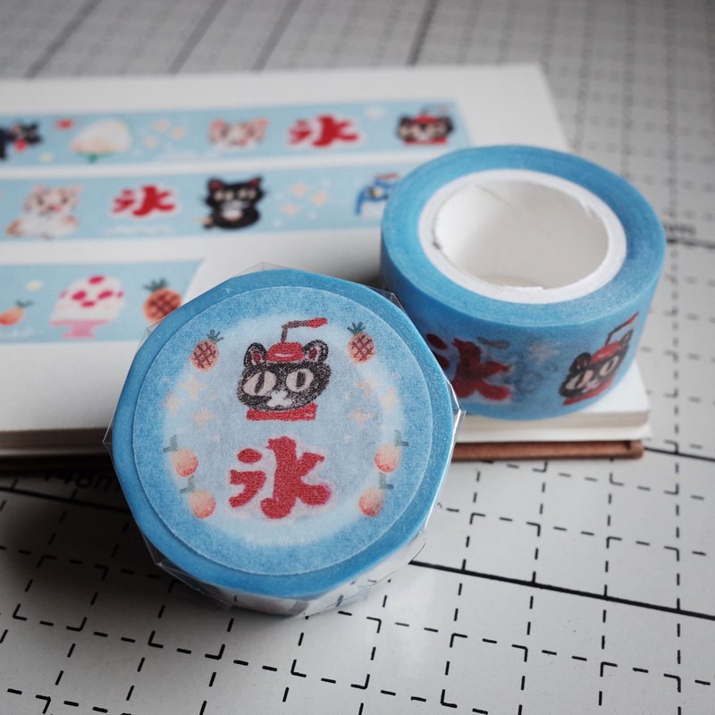 Shaved Ice Cat 2cm Paper Tape - Washi Tape - Paper Blue