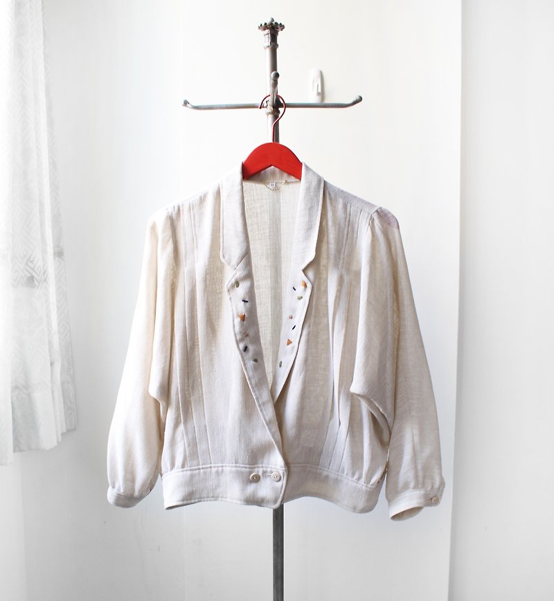 Transformation of geometric high-quality imitation cotton beige jacket vintage - เสื้อแจ็คเก็ต - เส้นใยสังเคราะห์ สีกากี