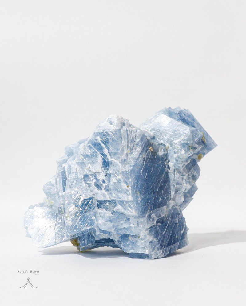 希望之海-藍色方解石共生橄欖石 - 擺飾/家飾品 - 水晶 藍色