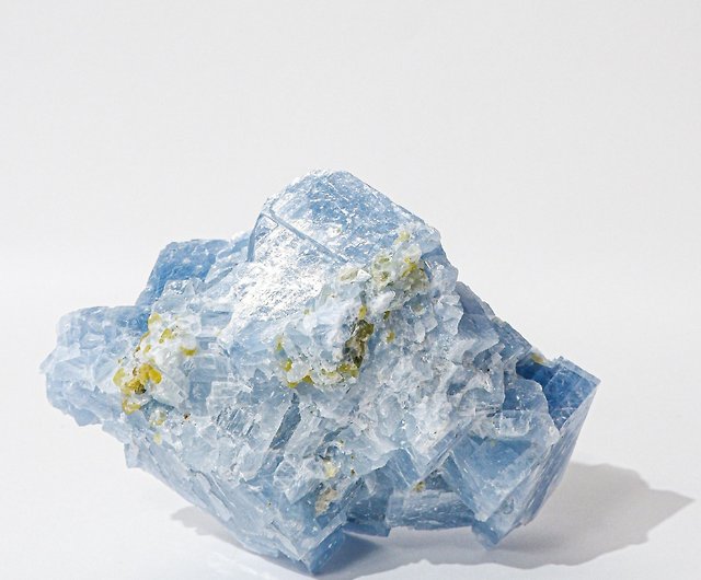 希望之海-藍色方解石共生橄欖石- 設計館日立方原礦擺飾/家飾品- Pinkoi
