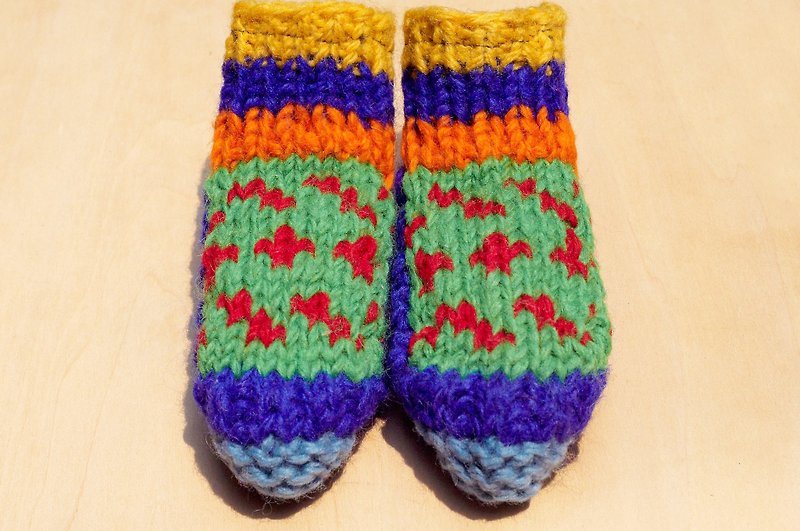 Miyue Gift Box Miyue Gift Limited One Knitted Pure Wool Thermal Socks/ Children's Wool Socks/ Children's Wool Socks/ Inner Brush Socks/ Knitted Wool Socks/ Children's Indoor Socks-Nordic Fair Isle Totem - รองเท้าเด็ก - ขนแกะ หลากหลายสี