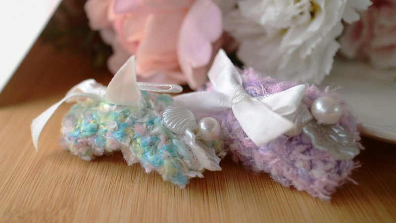 Ocean Pearl Soft Knitted Hair Clip - เครื่องประดับผม - ผ้าฝ้าย/ผ้าลินิน สีม่วง