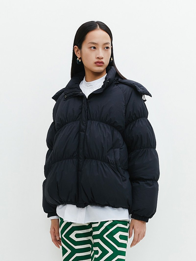 【手套】新中式復古中國風 短款羽絨服連帽外套 - 其他 - 其他材質 黑色