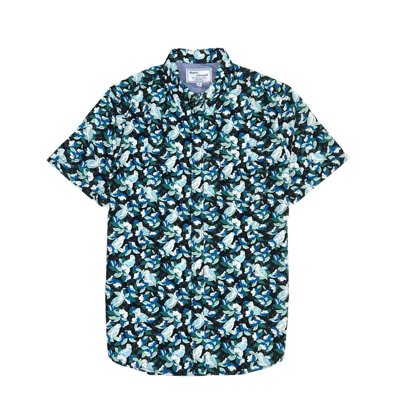 Men's Bird Print Shirt - Black - เสื้อเชิ้ตผู้ชาย - ผ้าฝ้าย/ผ้าลินิน สีกากี