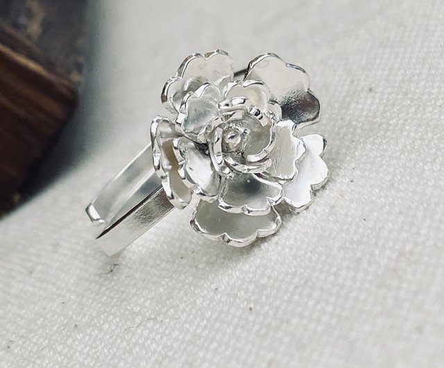 いちごちゃんリング Sterling Silver Peony Flower Ring S613 - Shop huichiu