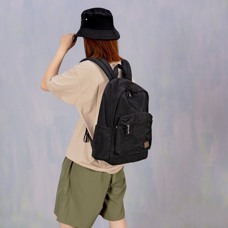 Backpack-Wrinkled travel waterproof backpack-6001-1-Multi-color optional - กระเป๋าเป้สะพายหลัง - ไนลอน สีดำ