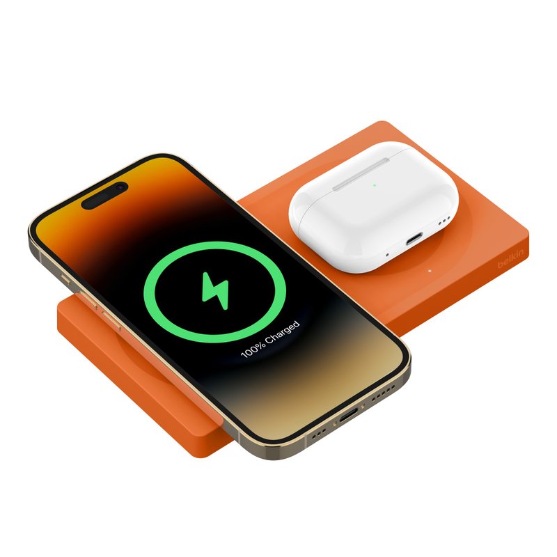 MagSafe 2-in-1 Wireless Charging Pad 15W (Orange) - อุปกรณ์เสริมอื่น ๆ - วัสดุอื่นๆ สีส้ม