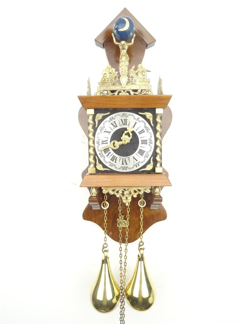 Zaanse オランダ製壁掛け時計 ヴィンテージ アンティーク 8 日間 (Warmink WUBA Junghans 時代) - 時計 - 木製 ブラウン