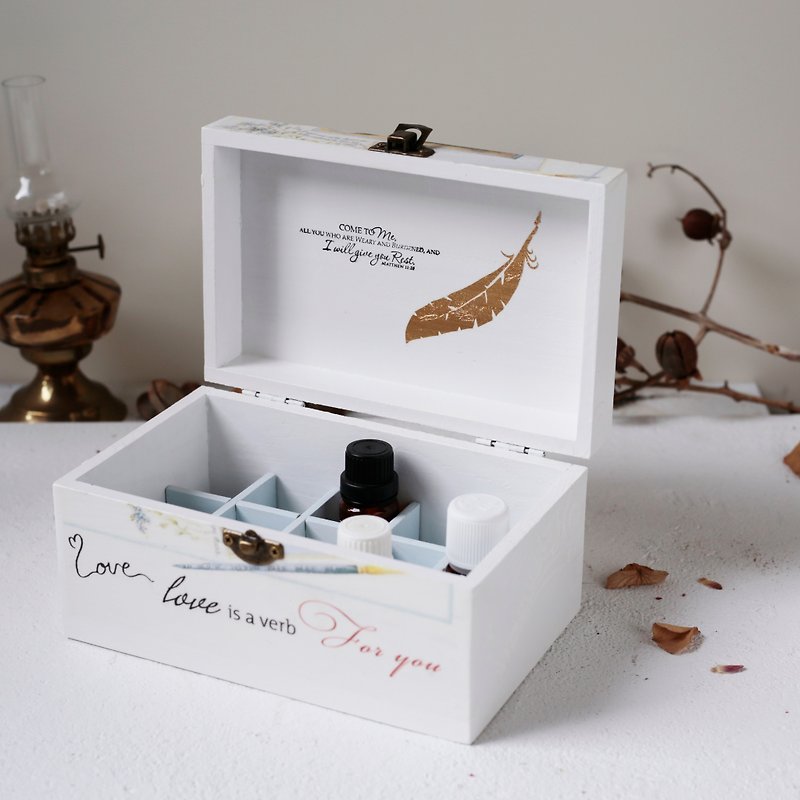 [愛]ウッドコーン刺繍の花の精油のオリジナルペンとインクの水濡れ木製ボックス15グリッド15ミリリットルエッセンシャルオイル木箱 - アロマ・線香 - 木製 