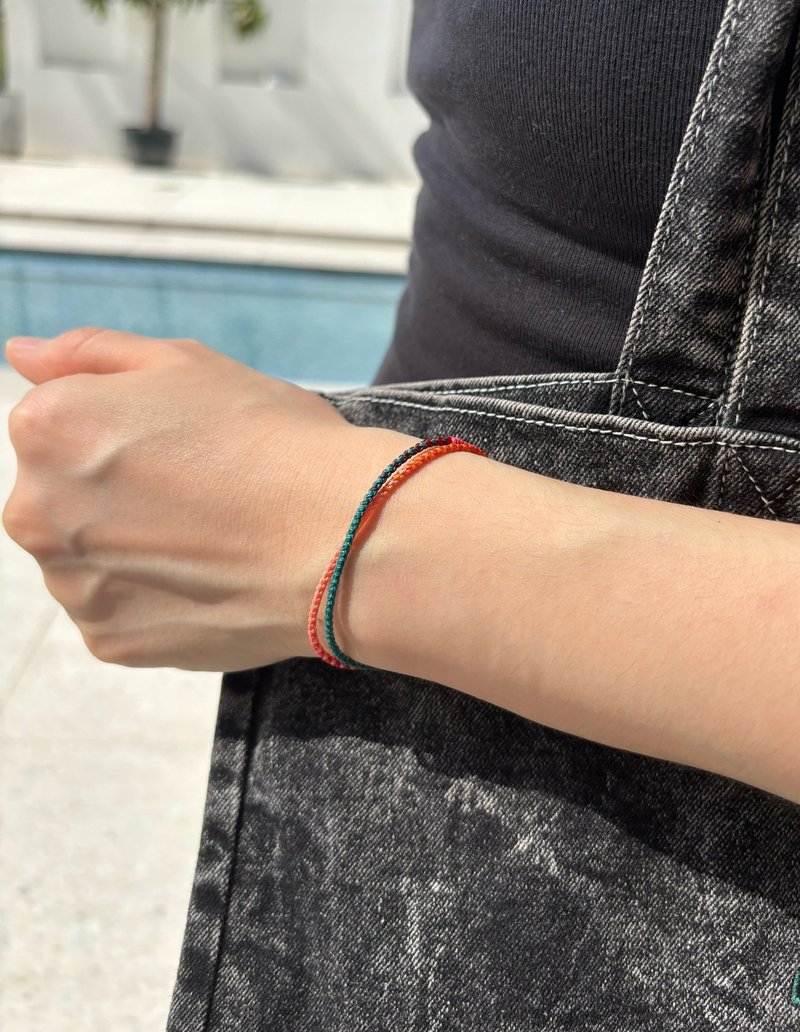 日系陽光活力正能量暖色系925銀扣編織雙層手繩中性 限量疊戴單品 - 手鍊/手環 - 其他材質 