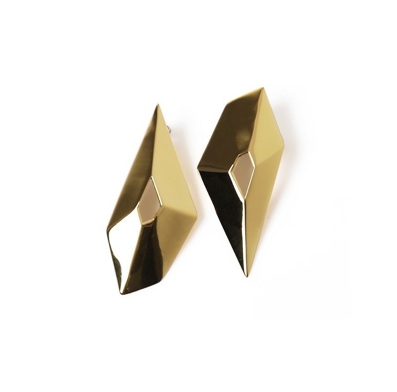 A pair of ANGULAR II golden polygonal earrings - Earrings & Clip-ons - Other Metals Gold