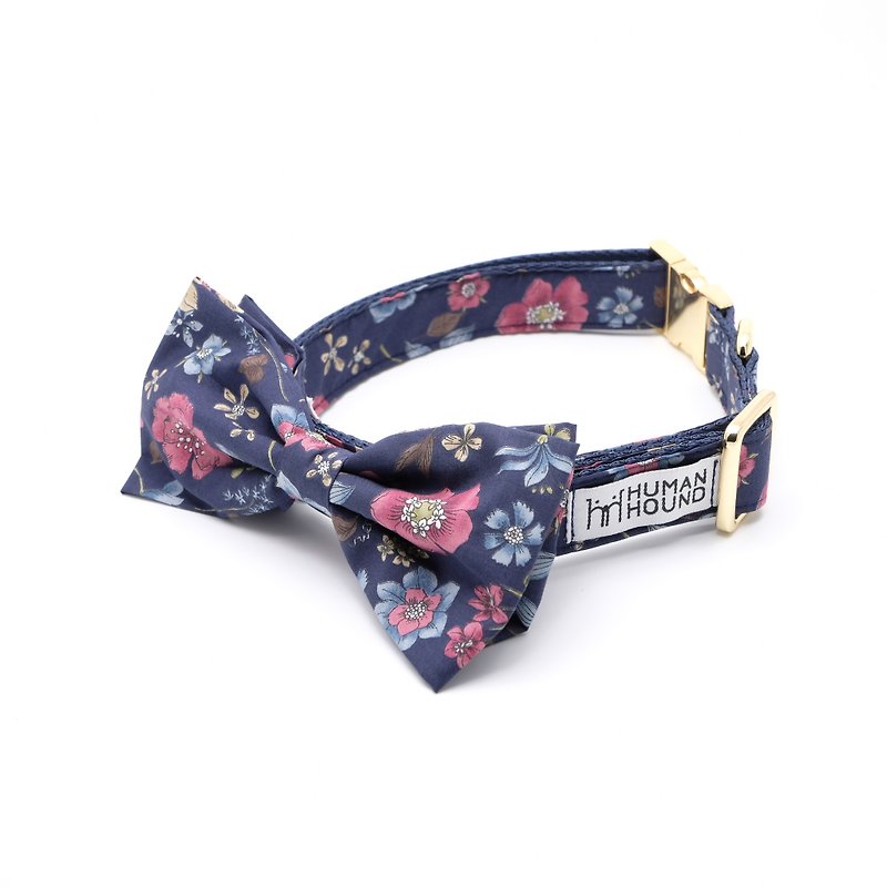 Florals Navy / Red - Collars & Leashes - Cotton & Hemp Multicolor