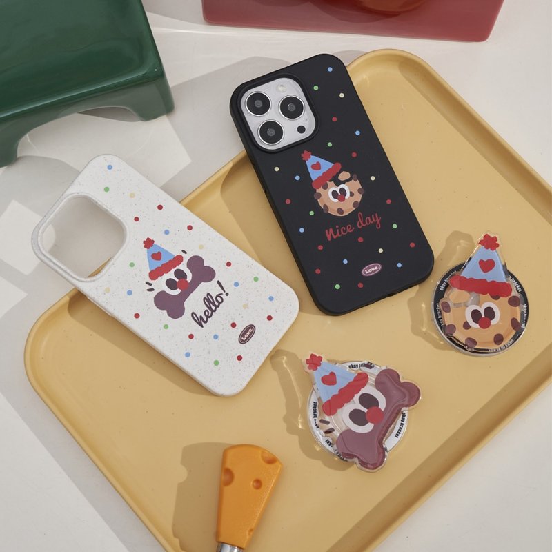 Degradable magnetic cookie bone mobile phone case with mobile phone clip magnetic airbag bracket mobile phone protective cover - เคส/ซองมือถือ - วัสดุอื่นๆ 