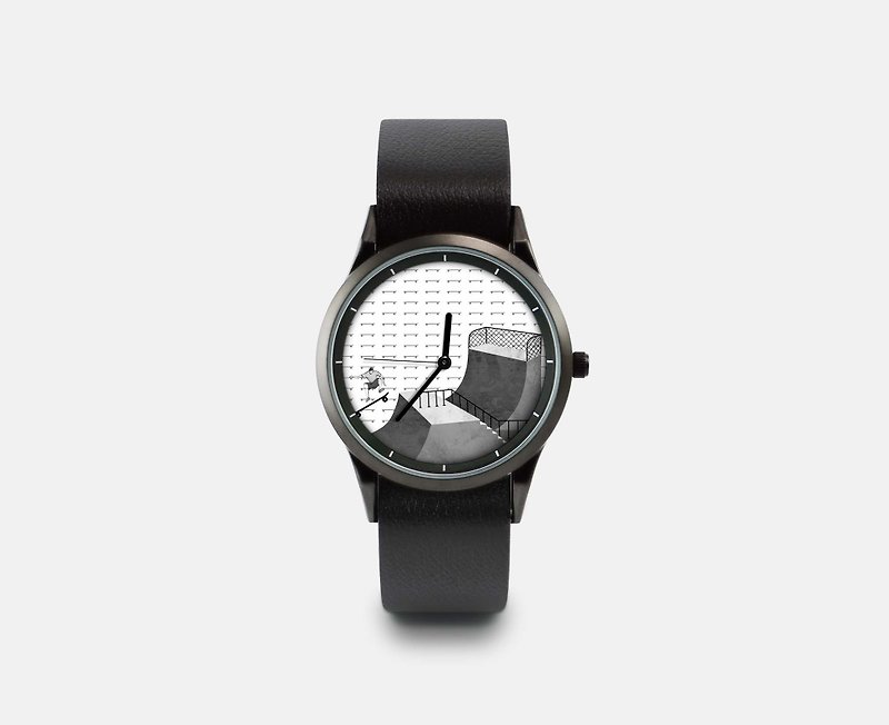 【Illustration Watch】Move on-Skateboarding - Men's & Unisex Watches - Other Metals Gray