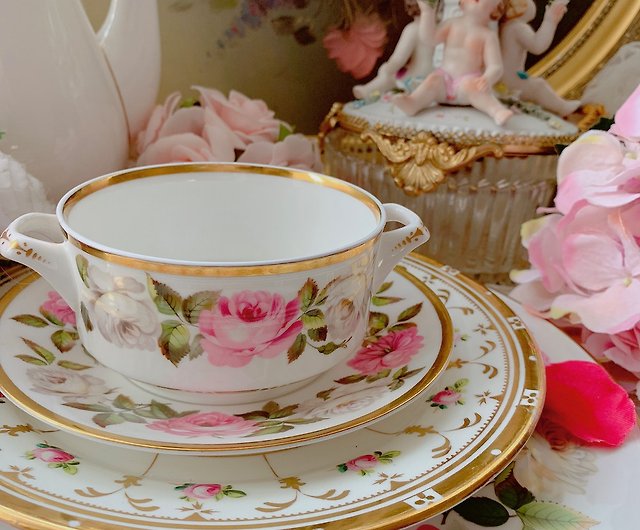 英国のボーンチャイナロイヤルウースター手描きのバラ茶碗デザート ...