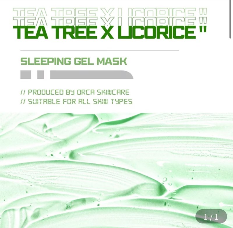 Orca Tea Tree Licorice Sleeping Jelly 100g - ที่มาส์กหน้า - พลาสติก สีเขียว