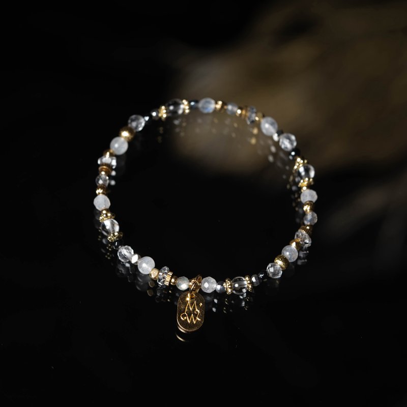 光 l ホワイトムーンストーン ホワイトクォーツ ヘマタイト ブレスレット C1692 - ブレスレット - 宝石 