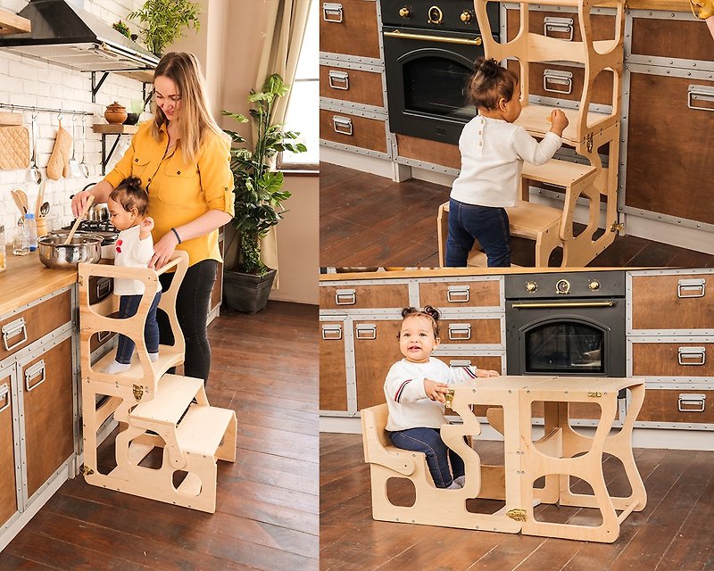 Montessori tower Step stool Activity Kitchen helper Kitchen tower - Kids' Furniture - Wood 