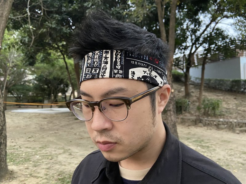 男生頭帶 / 男生髮帶 / 黑報紙 / 一片式髮帶 - 髮箍/髮帶 - 棉．麻 黑色