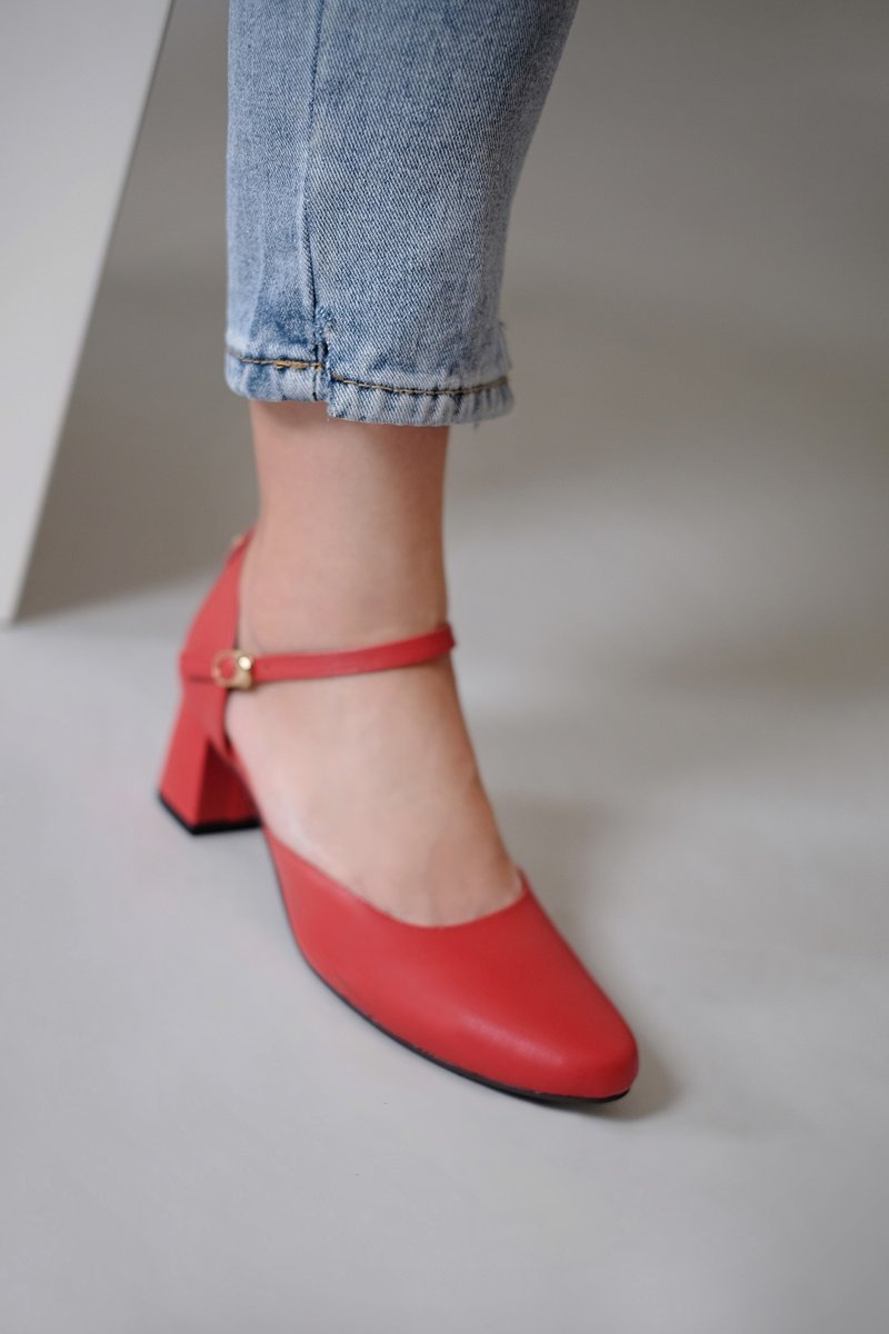 Mary.J (Classic Red) Red Heels Mary Jane High Heels | WL - Women's Leather Shoes - Genuine Leather Red