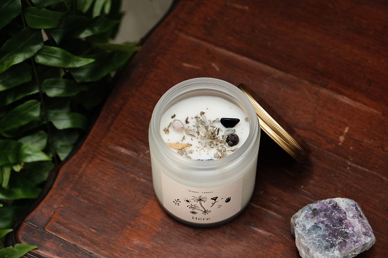 Crystal Herbal Energy Candle White Sage - Candles & Candle Holders - Wax Brown