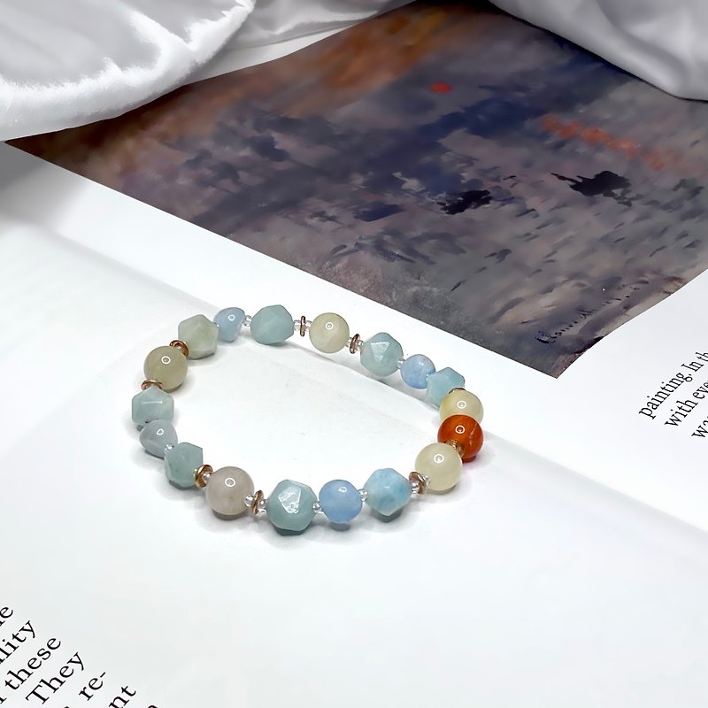 IS0B2 Monet Impression sunrise | Jinsi Jade | Amazonite | Aquamarine - Bracelets - Crystal Orange
