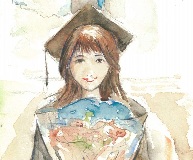 A4 【微笑み】 鉛筆画 掘り返し 肉筆 人物画