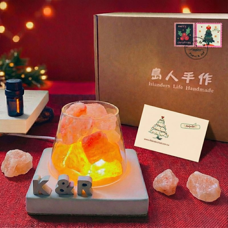 能量擴香水晶山【橙晶鹽的淨化與招財】水晶禮盒-(水泥字要加購) - 香氛/精油/擴香 - 水晶 